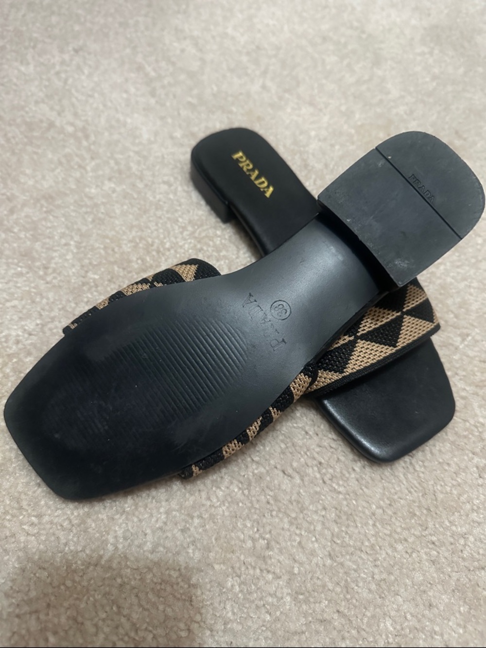 Black and Tan Geometric Slide Mules - Picture 3 of 3
